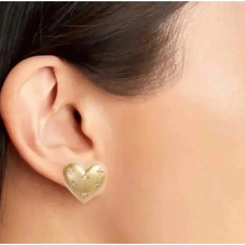 Kate Spade MY PRECIOUS HEART Earring Gold Plated CZ Stud Designer Jewelry